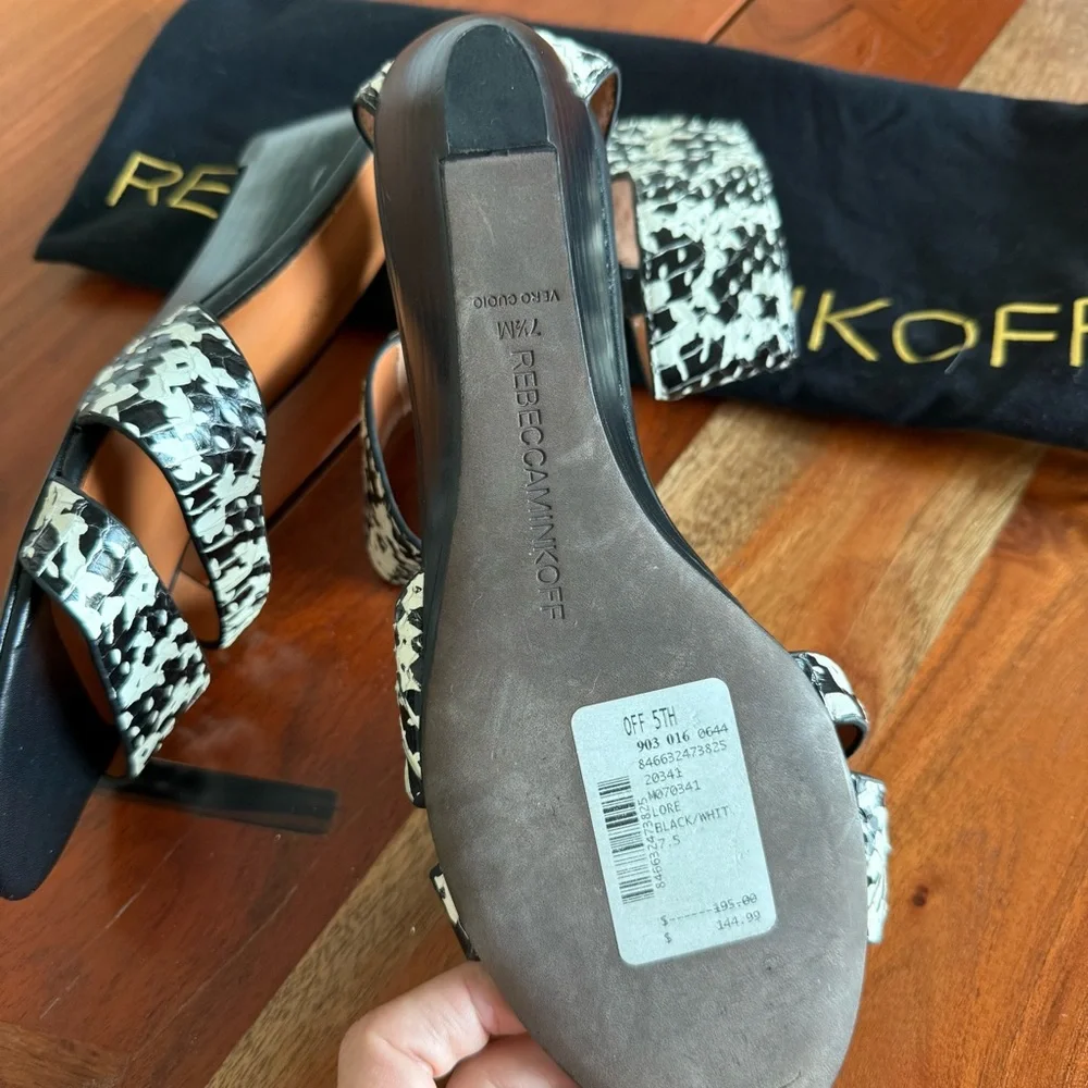 Rebecca Minkoff Black and White leather wedges with Chic Ankle Strap